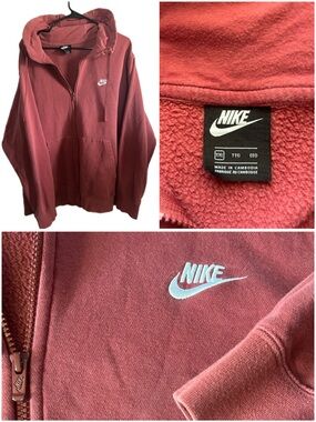 Nike Zip Hoodie in Rosewood with White Swoosh